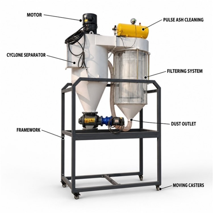 Cyclone Cartridge Dust Collector labelled component diagram