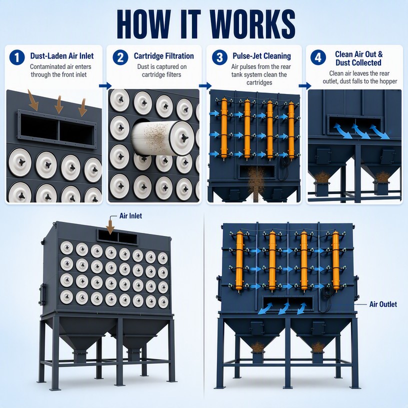 Cartridge Dust Collector labelled component diagram