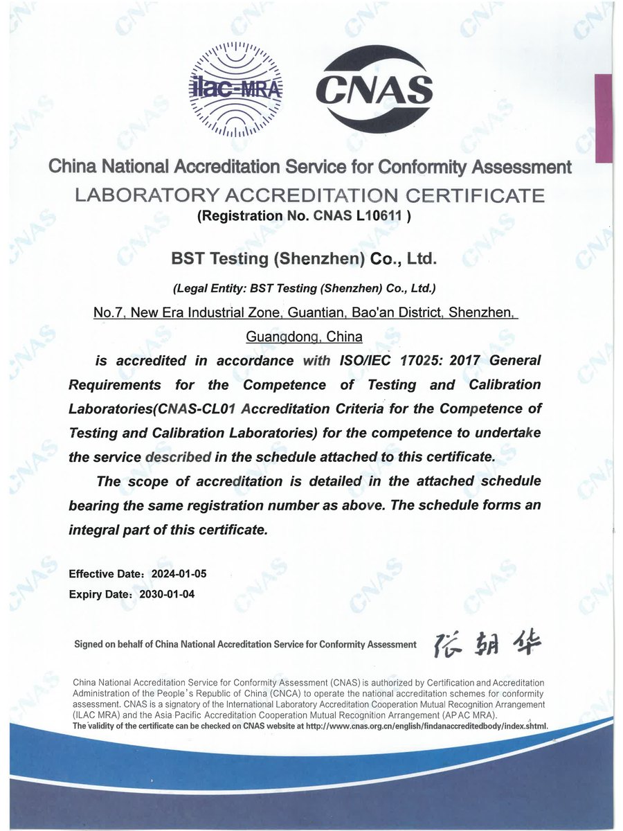CNAS Accredited Test Report